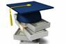 Graduation cap on stack of dollars
