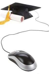 Black mortarboard and computer mouse