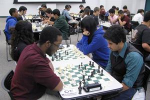 Students playing chess