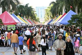 Street Fair tents and crowds