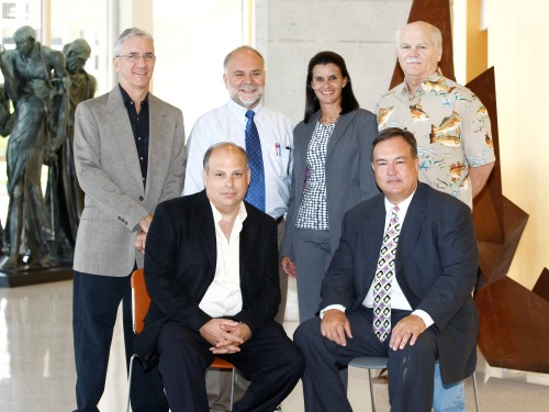 Left to right beginning with top row: Richard Rose, D.M.A.; Eugene Greco, Ph.D.; Alina Coronel, M.S.; Christopher Rogers, Ph.D.; Michael Di Liddo, D.M.; and Alex Gancedo, J.D.