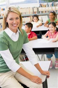 Teacher and students in kindergarten class
