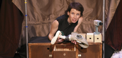 Artist Michelle Ellsworth at work in her studio