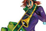 Rendering of trombone player in jester regalia
