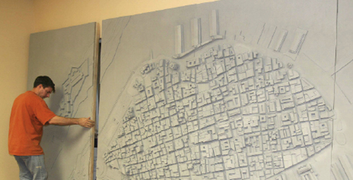 Before they came up with their museum designs, students built large-scale conceptual models of Old Havana.