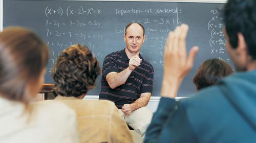 Teacher with students