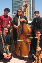 Five NWSA students with instruments
