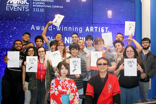 Artist Kohei Nishino with students at MDC