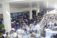 Crowds seated at event