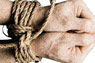 Rendering of rope-bound fists.