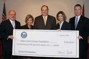 City of Doral Mayor Juan Carlos Bermudez presented MDC’s West Campus with a check for $250,000