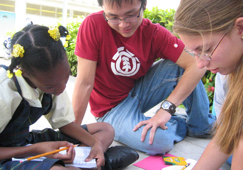 Students in The Honors College tutor a local elementary school student.