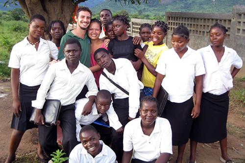 Daniel Carvalho and students in Mozambique