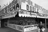 Black-and-white street scene photo