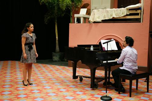 Alex Lacamoire, right, shares his insights during a master class.