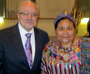 MDC President Padrón meets with Rigoberta Menchú, 1992 Nobel Peace Prize Laureate.