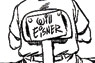 Drawing of Will Eisner at his desk