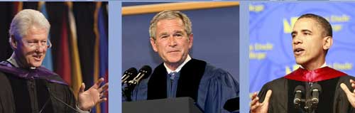 Presidents Bill Clinton, George W. Bush and Barack Obama