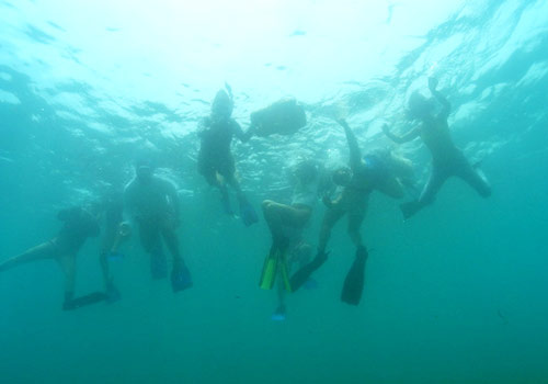Researchers in the ocean