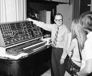 Professor William Hoskins introduced the Moog synthesizer to South Campus students in 1970.