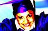 Illustration of a female graduate in cap and gown