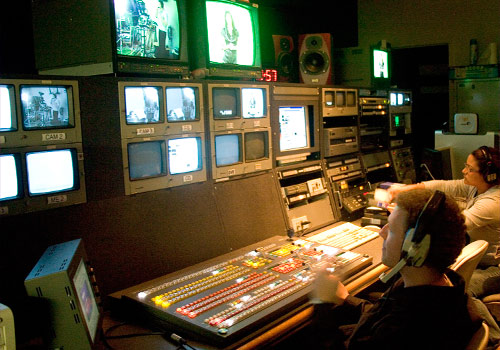 Students in television production