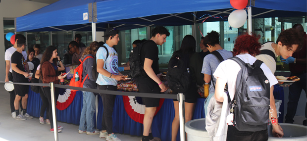 Students waiting in line at the Padron Campus