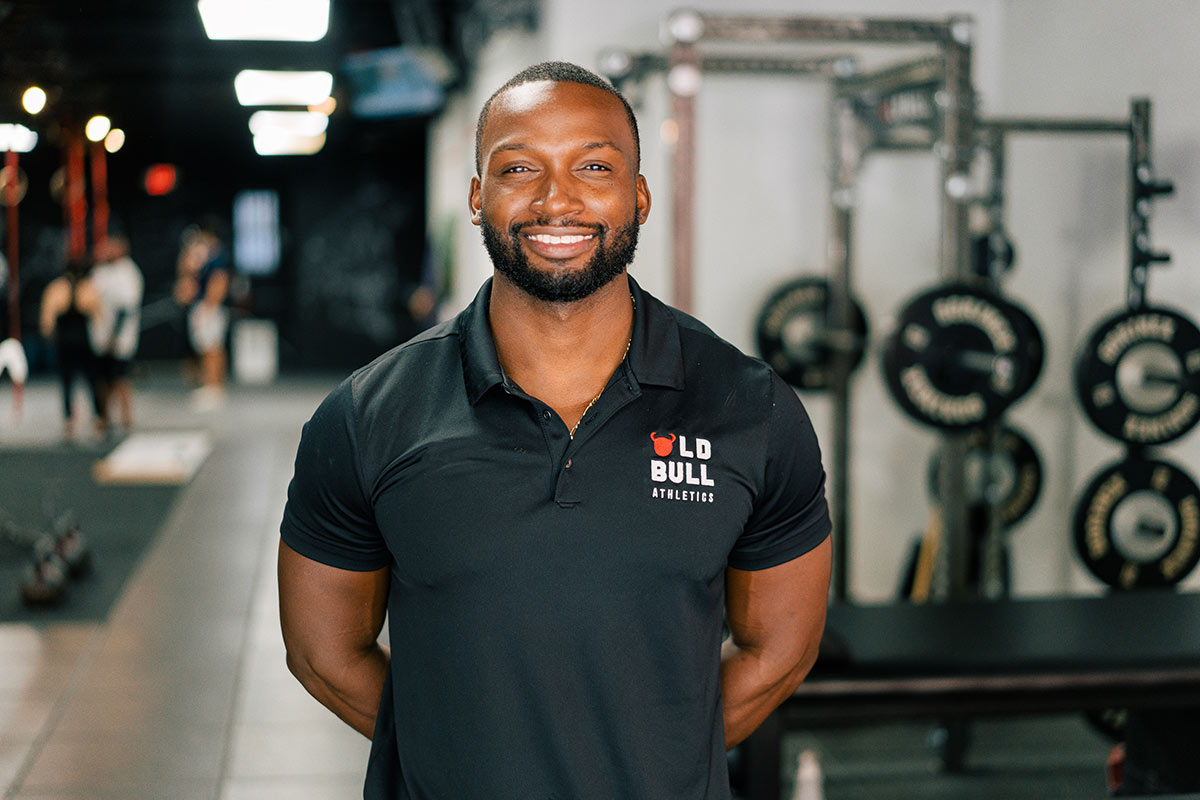 Personal trainer at his gym