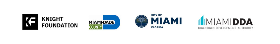 Investors logos: Knight Foundation, Miami Dade County, City of Miami, Miami DDA