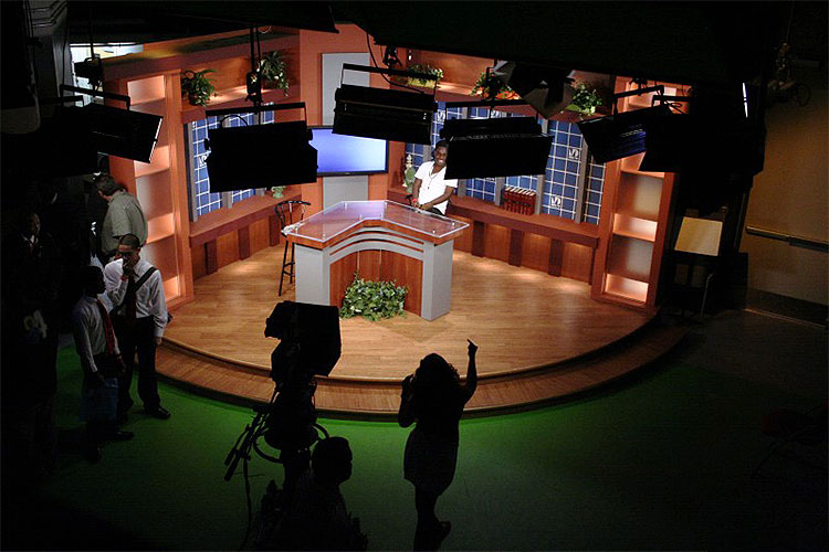 Overhead shot of the TV Broadcasting Studio