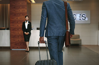 customer walking into a hotel