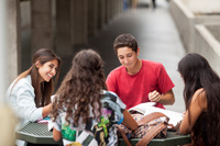 group of students studying outside