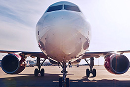 Frontal shot of an airplane