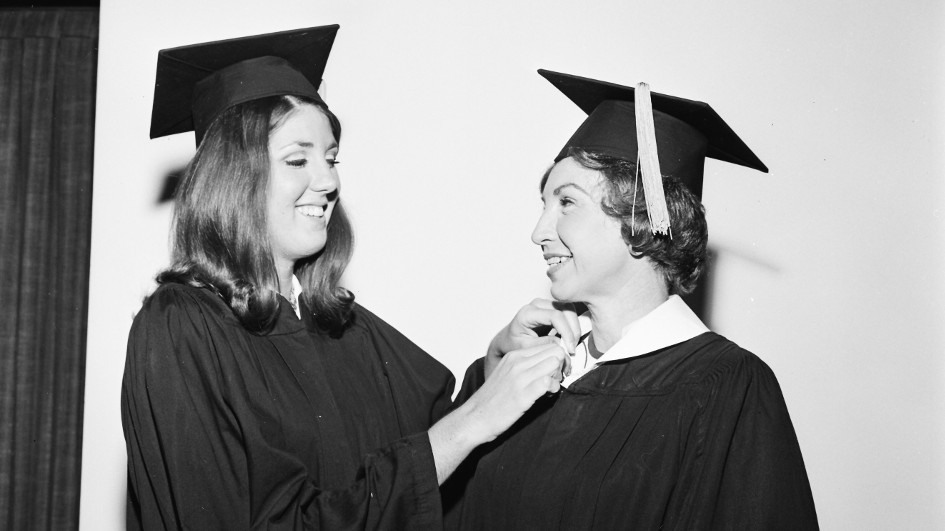 Judie and Grace Metz, daughter and mother graduating together
