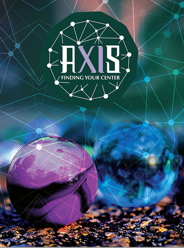 Abstract showing logo that says Axis and under it Finding your center