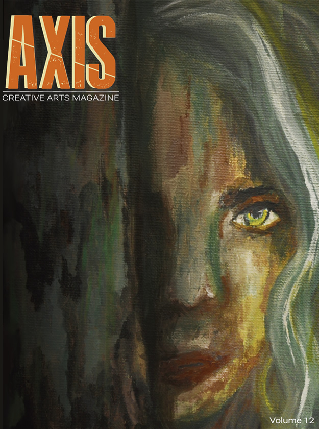 A somber image of half of a girls face as part of the cover for Axis magazine
