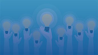 Vector graphic of hands holding lightbulbs