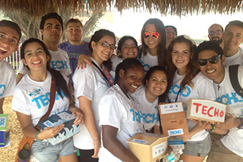 Large group of students that did some outdoor activity