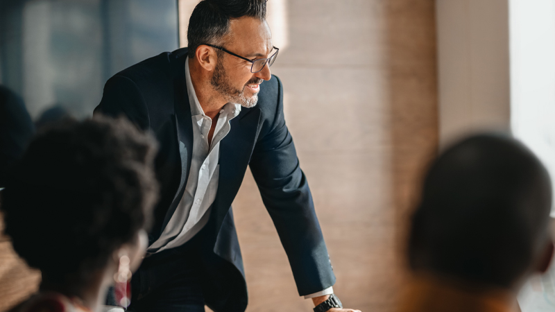 Man in a conference room