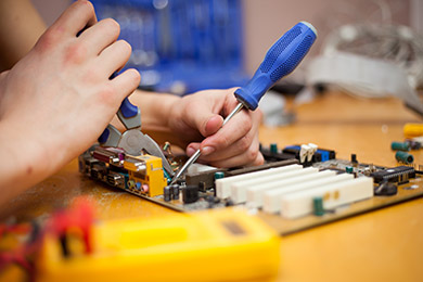 Engineering Student working on a PC