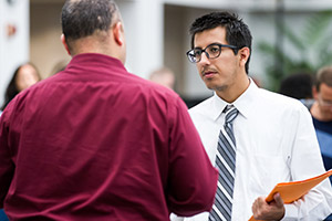 Young man being interviewed