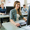 Students taking a test in a computer