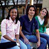 Students sitting outside the campus
