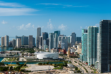 Arial shot of downtown miami