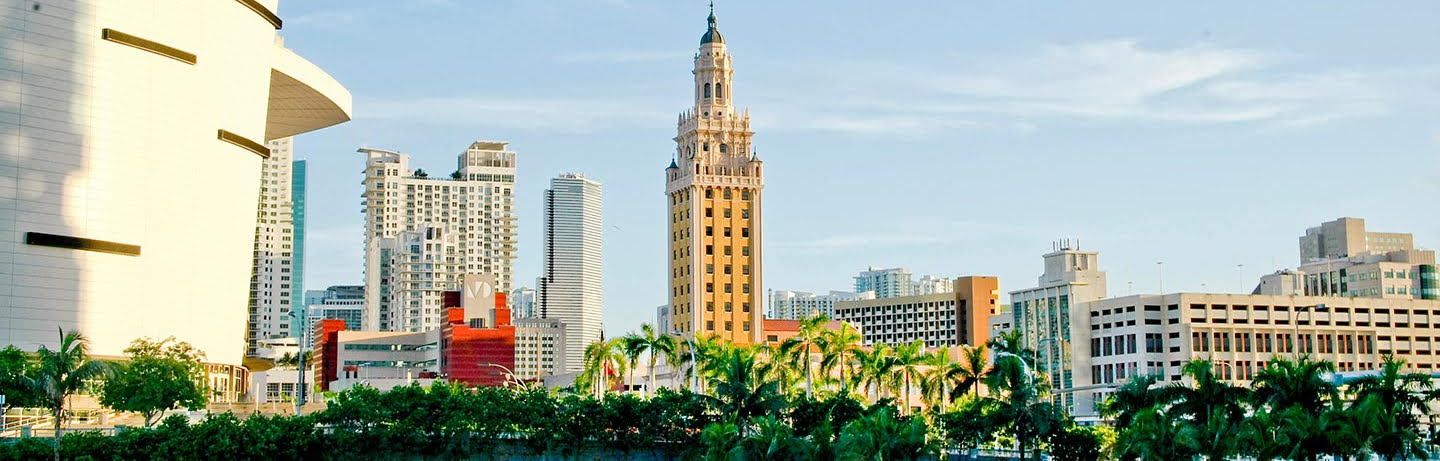 View of The Freedom Tower overlooking downtown Miami