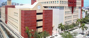 View of Miami Dade College Wolfson Campus from the street level