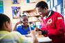 City Year volunteer with children
