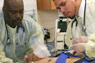 Students tending to patients