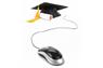 Mortarboard, diploma and computer mouse