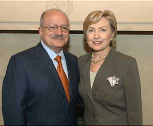 Sen. Hillary Clinton and MDC President Dr. Eduardo J. Padrón